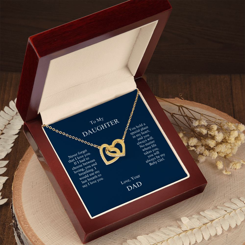 To My Daughter-Interlock Hearts Necklace