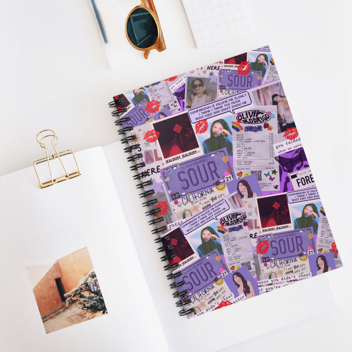 SOUR Aesthetic Spiral Notebook — Olivia-Inspired Collage Ruled Journal