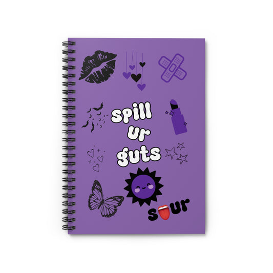 Purple "Spill Ur Guts" Spiral Notebook – Cute Cottagecore Journal for Teens & Gift