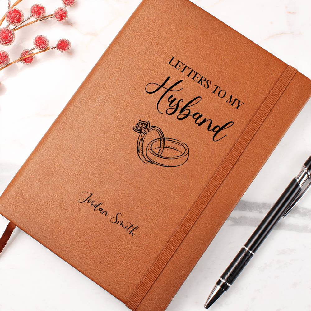 Personalized Leather Journal, Letters to my husband, custom name, Memory book